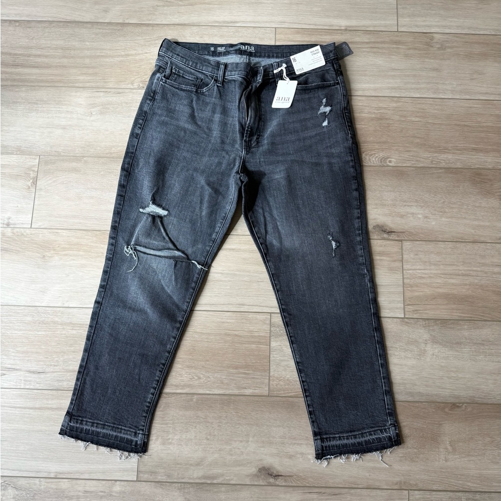 a.n.a Women's High Rise Distressed Black Jeans